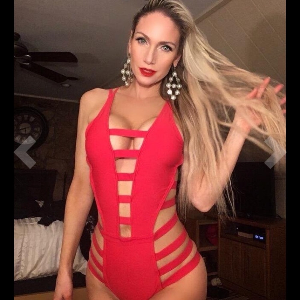 Sexy Red Strappy One Piece Swimsuit